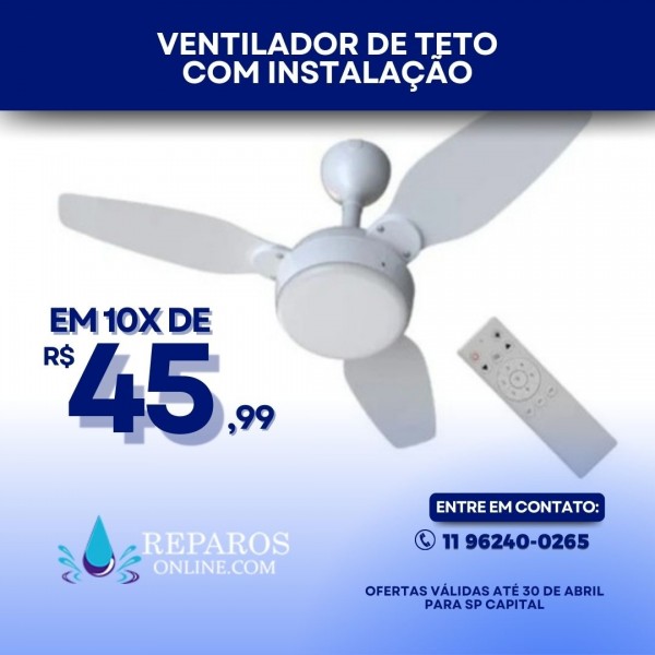 Ventilador de Teto com Instalação 